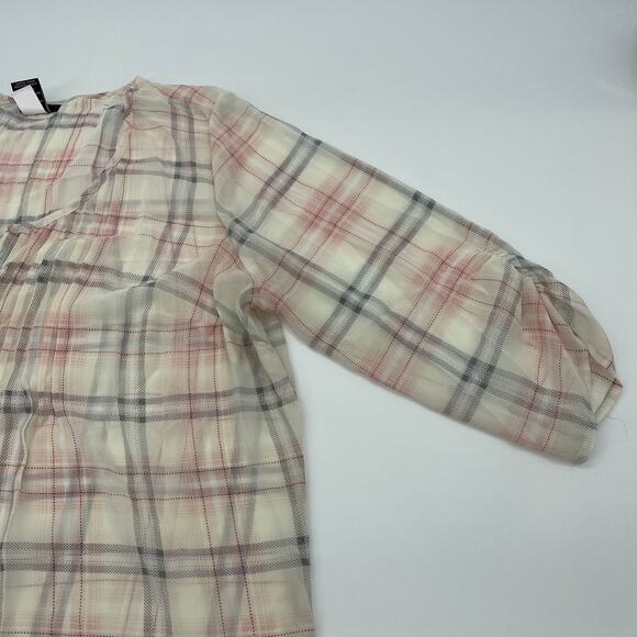 TORRID Shirt Plaid Semi Sheer Chiffon Layering Pastel Blouse Women Sz 0X US L - Picture 3 of 7